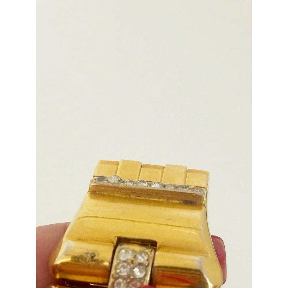 Vintage Crown Trifari Park Avenue Alfred Philippe Gold Tone Bracelet 40s
